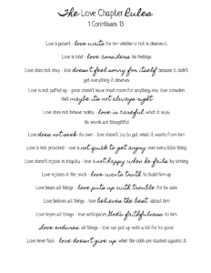 14 laws of love from the Bible's love chapter 1 Corinthians 13