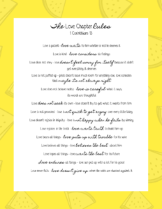 The love chapter in our own words. Just insert your husband's name.