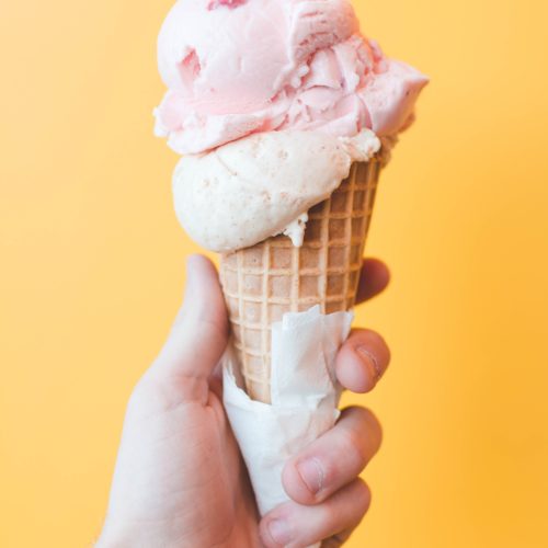 strawberry ice cream waffle cone; image by Ian Dooley